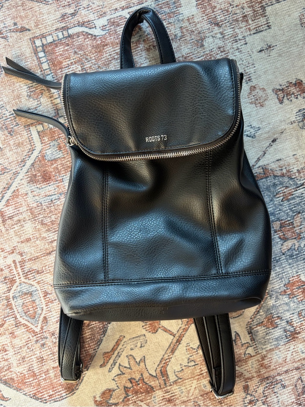 Roots Black Faux Leather Backpack - Roots
